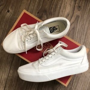 Old Skool Platform All White Vans